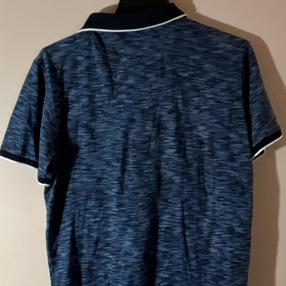 Montechiaro Men's Blue Heathered Collared‎ Button Polo Shirt Short Sleeve M - Picture 4 of 6